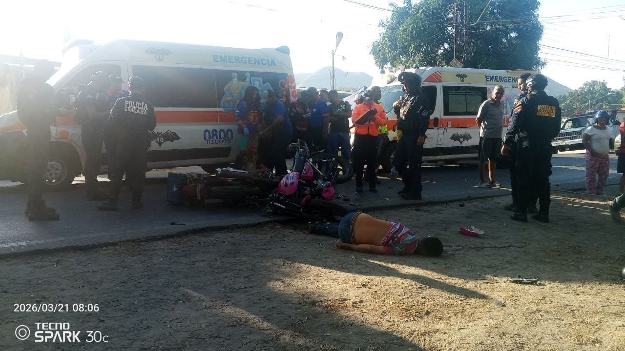 Colisión de motos deja un fallecido y un herido en Guacara