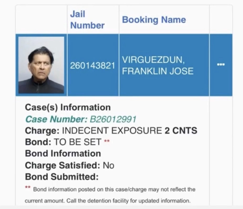 Actor venezolano es arrestado en Florida por presunta exposición indecente en un parque de Doral